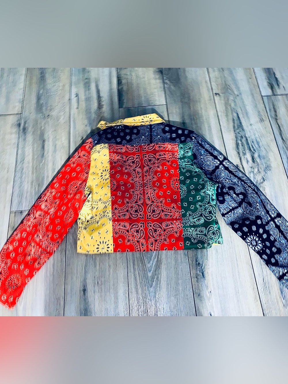 Women’s Multicolor Bandana Patchwork Moto Jacket Sz M NWOT - Picture 4 of 4